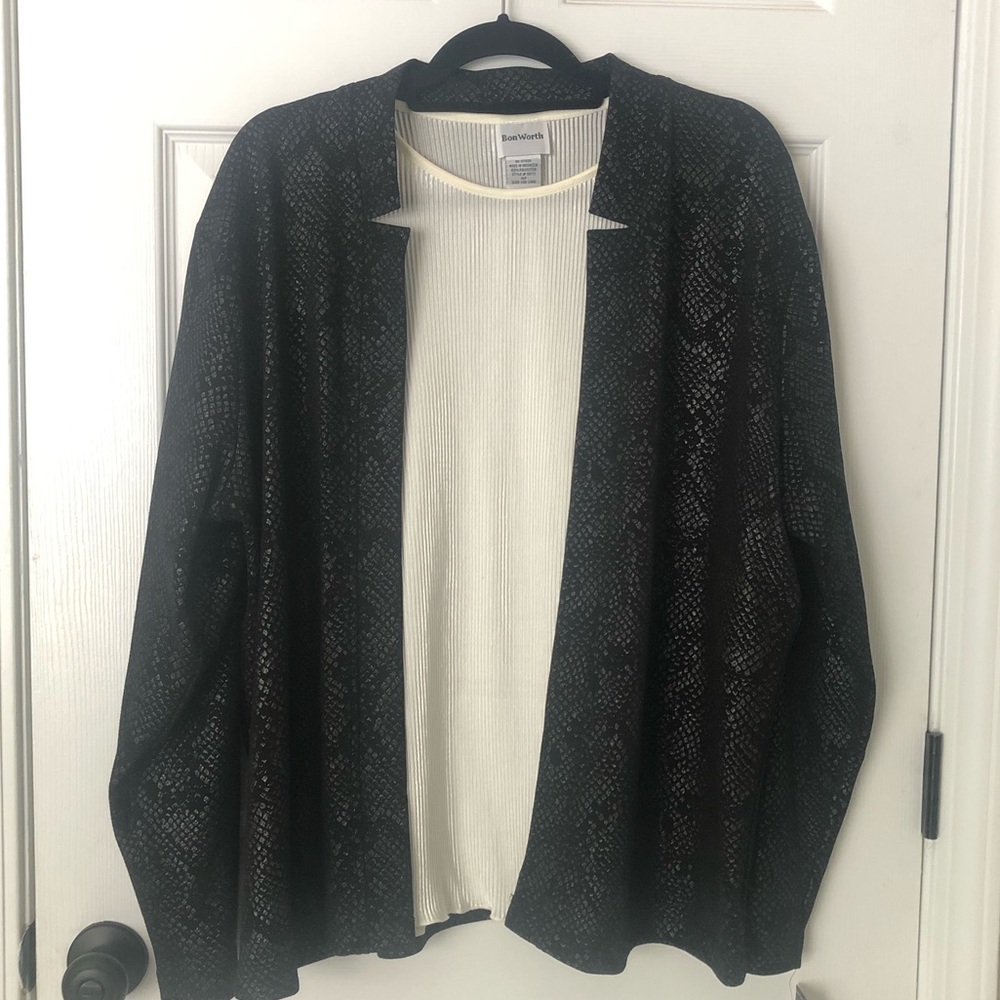 BonWorth snakeskin print blazer and ribbed blouse